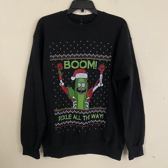 NEW Rick and Morty Boom Pickle All The Way! Ugly Christmas Sweatshirt M - Picture 1 of 4